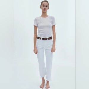 ZARA FLARED CROPPED HIGH WAIST JEANS